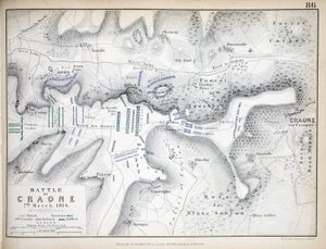 Kartta Craonen taistelusta, julkaissut William Blackwood and Sons, Edinburgh ja London, 1848 (käsinvärinen kaiverrus)